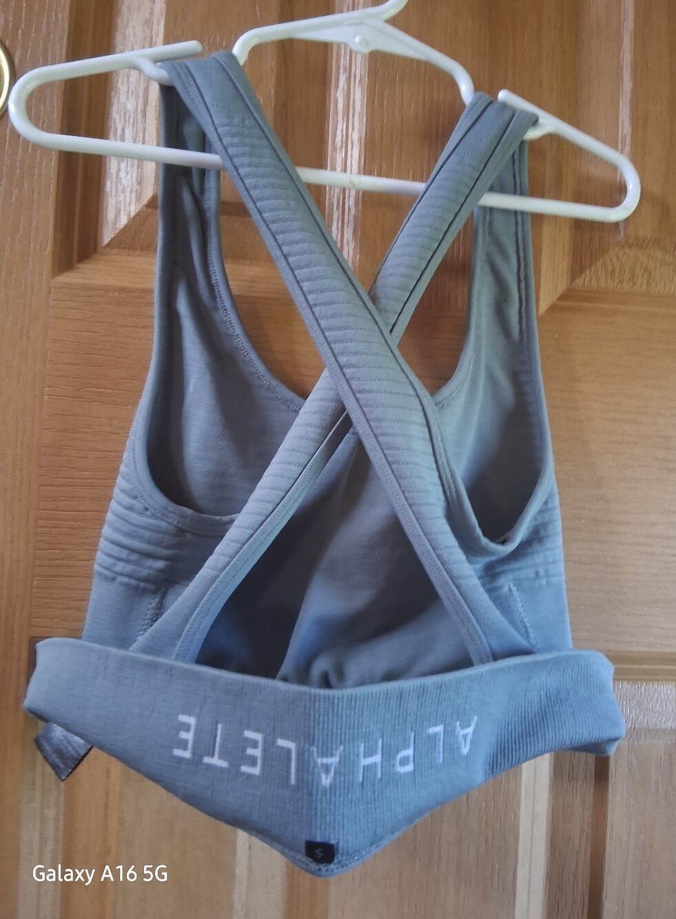 Alphalete Grey Cross-Back Medium Support Ribbed Sports Bra